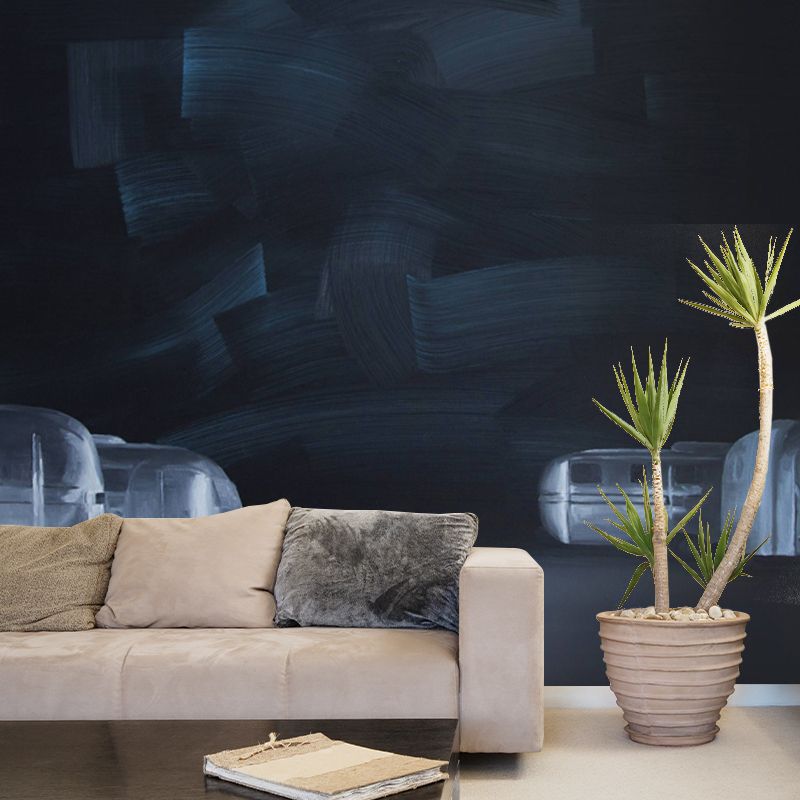 Black-Grey Parking Lot Murals Wallpaper Moisture Resistant Wall Decor for Living Room