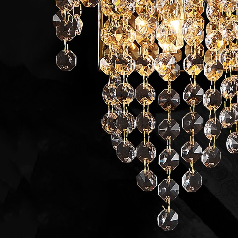Carbon Steel Gold Wall Lamp in Modern Luxury Style Crystal Geometric Wall Light for Interior Spaces