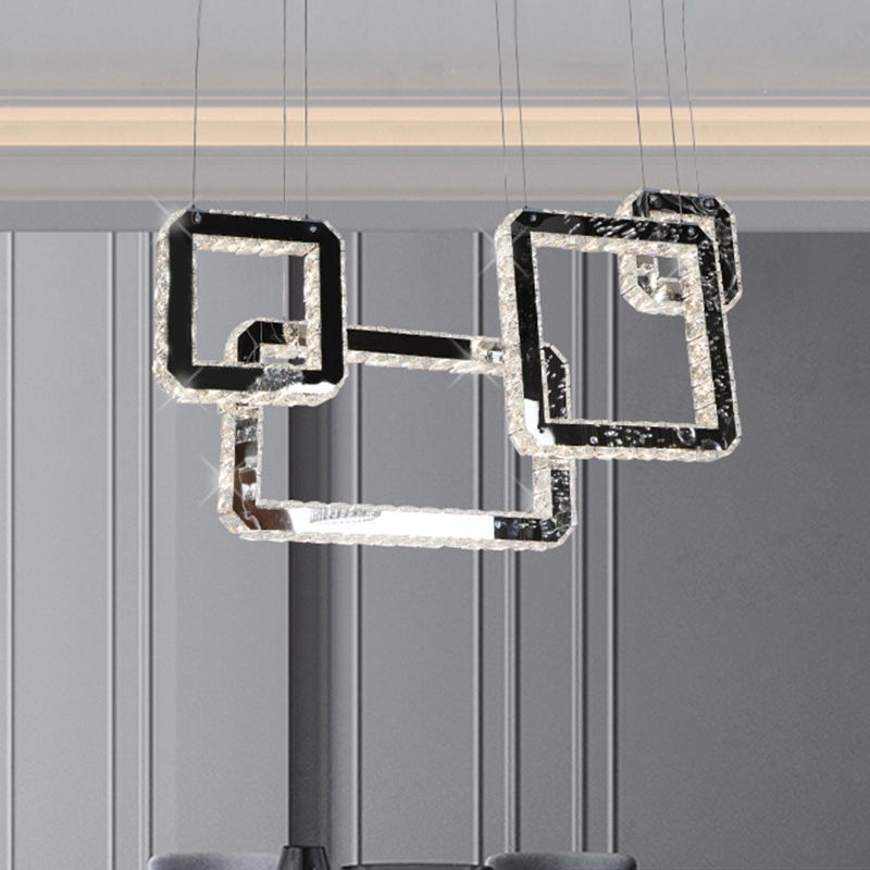 Square Crystal Cluster Pendelleuchte minimalistische LED schwarze Hanglampe Kit für Living ROM