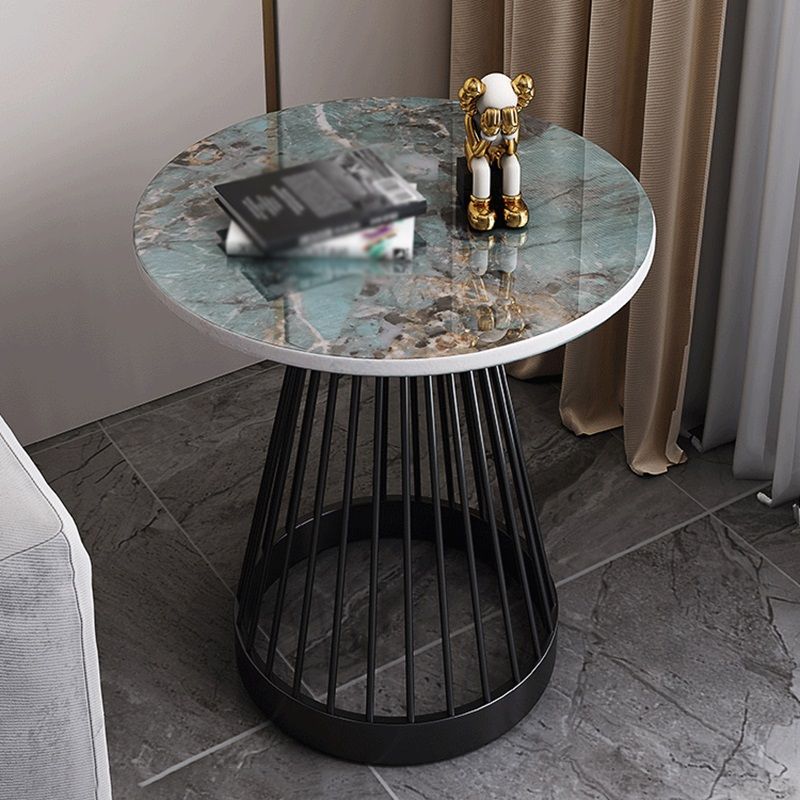 Modern Round Stone End Table Dia 17.7"/19.7" Frame Side Table