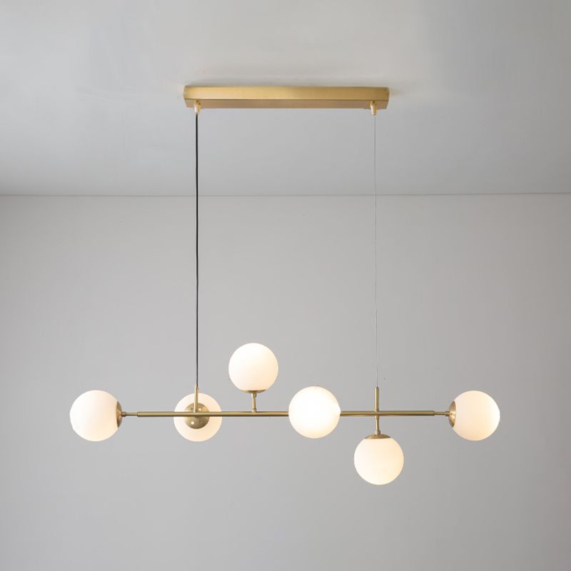 Modern Style Ball Shape Island Pendants Glass Pendant Lights in Gold for Dining Room