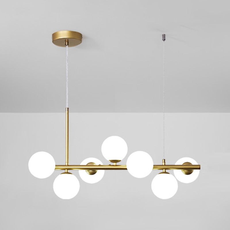 Moderne Insel Leichtes Multi-Head-Restaurant Hängende Lampe mit Globe Glass Shade
