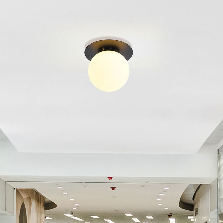 Minimalist Flush Mount Ceiling Light Fixture Spherical Flush Ceiling Light Fixture with Glass Shade