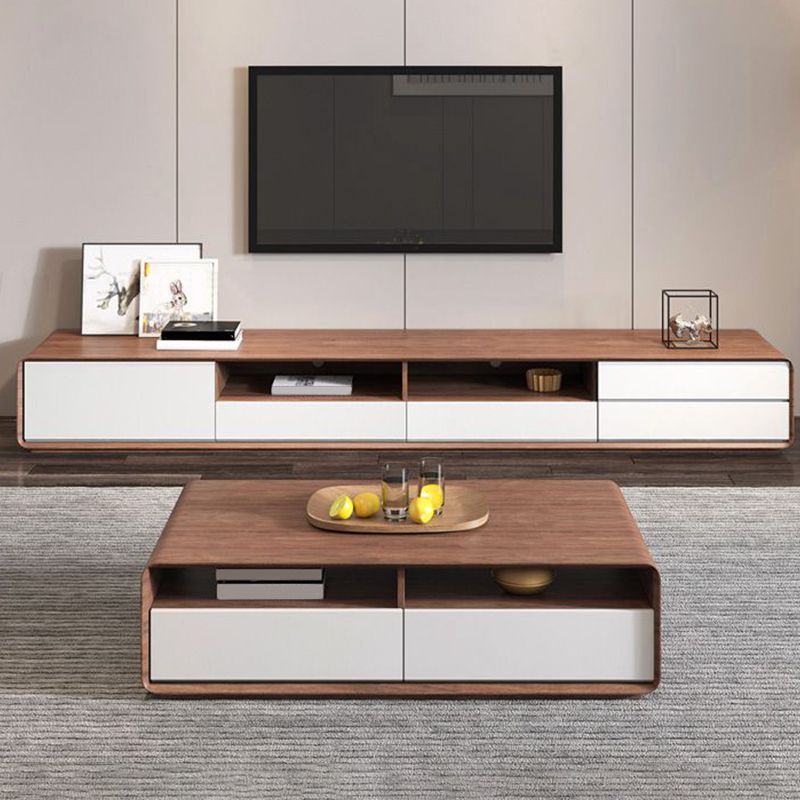 Scandinavian TV Media Console Wooden TV Stand Console with 4 Drawers