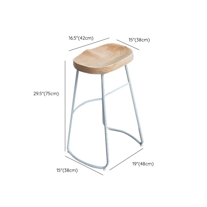 Contemporary Armless Bar Stools Wood Barstools with Footrest
