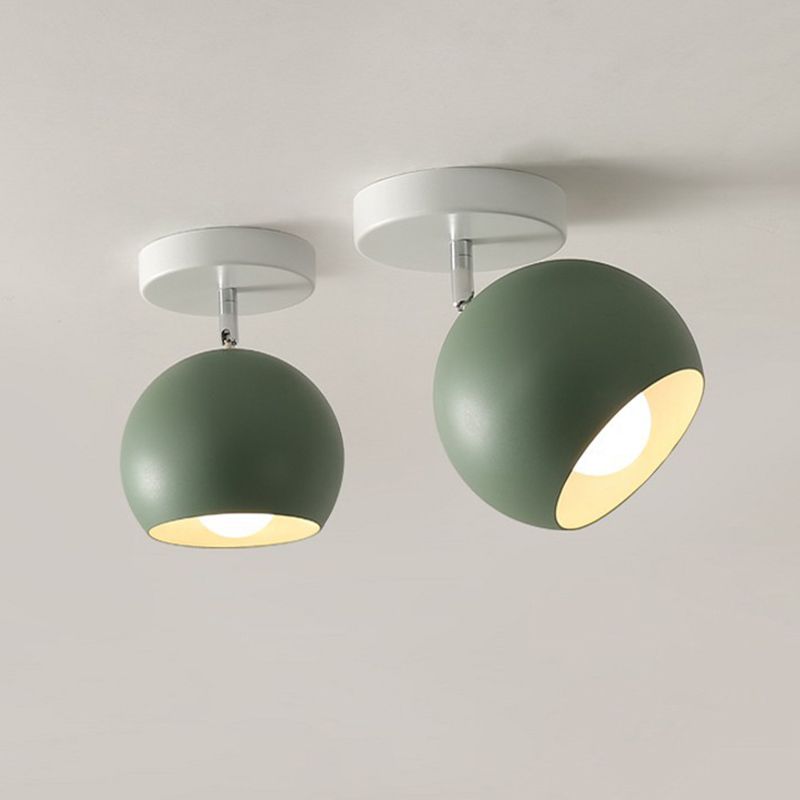 Swivelable Dome Metal Flush Light Nordic 1 Bulb Green Semi Flush Ceiling Light for Corridor
