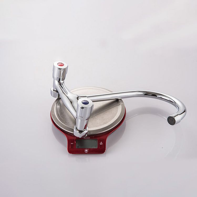 Wall Mounted Metal Tub Filler Double Knob Handles Kitchen Faucet