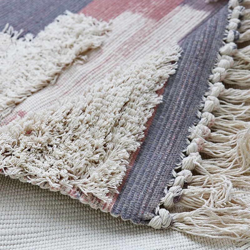 Retro Bohemian Rug Distressed Color Wood Plank Rug Washable Carpet for Room