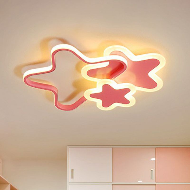 Acrylic Star LED Flush Mount Lighting Nordic Style Kids Bedroom Flush Mount Ceiling Light
