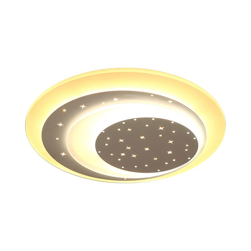 Starry Moon Night Massimale Illuminazione Moderna Acrilico 8 "/19.5" Wide LED White Flushmount Light in Warm / White Light
