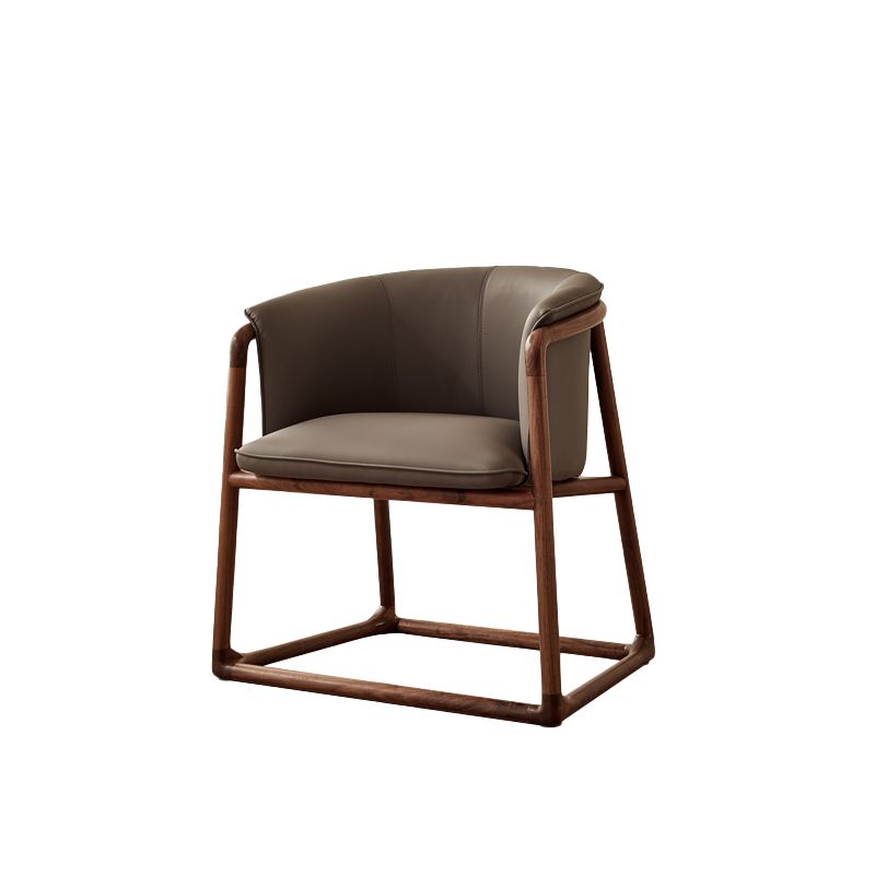 Modern Style Dining Chair Leather Wooden Base Arm Chair for Home Use