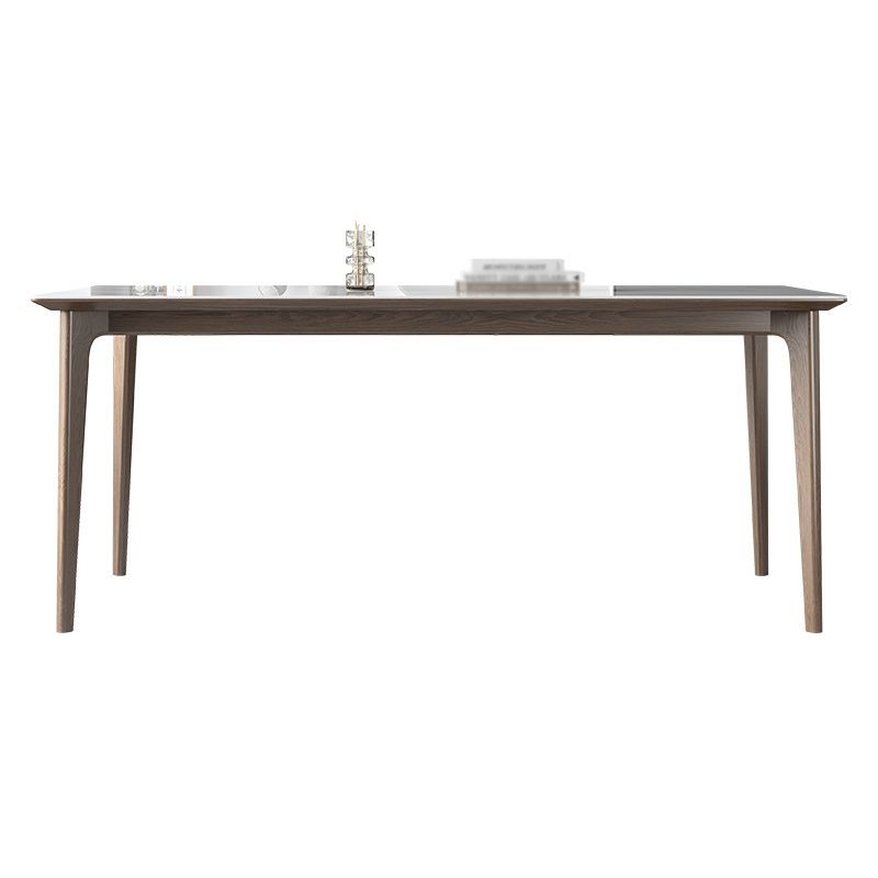 Minimalistische witte gesinterde stenen dinerset standaard rechthoekige vorm dinerset met 4 poten tafel