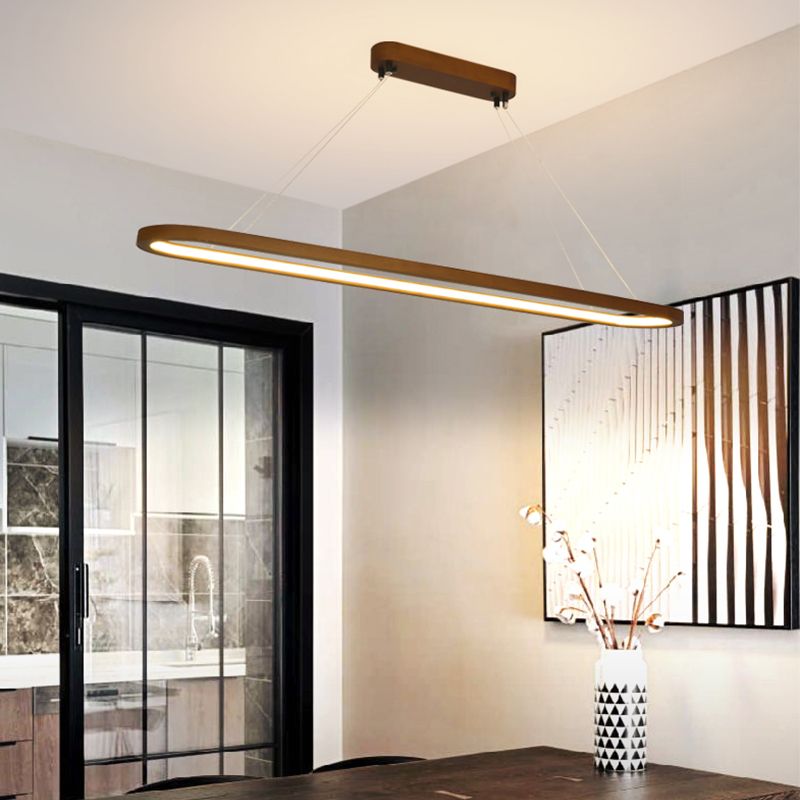 Contemporary Wood Kitchen Pendant Light Oval 1 Light Ceiling Pendant Light