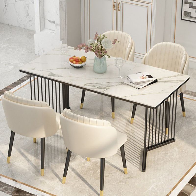 Rechthoekige eettafel Traditionele luxe eettafel met dubbel voetstuk