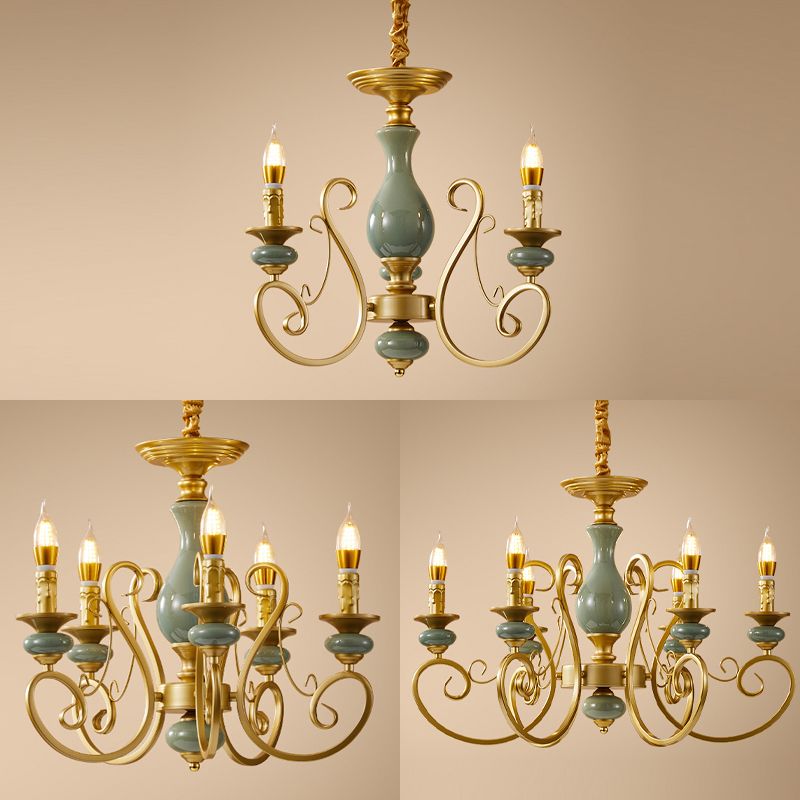 Traditional Style Suspension Pendant Light with Candle Metal Multi Light Pendant
