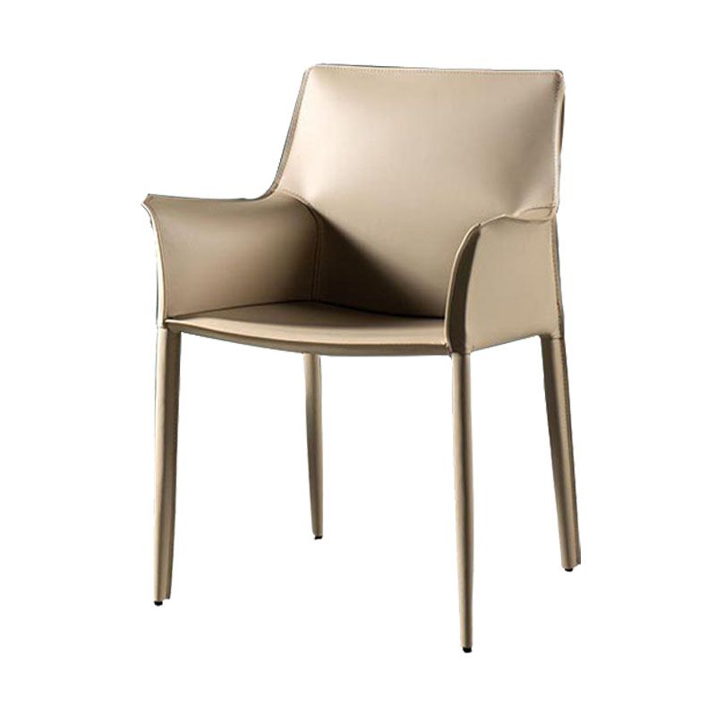 Silla de comedor de cuero moderna, sillón Parsons con acabado mate para cocina