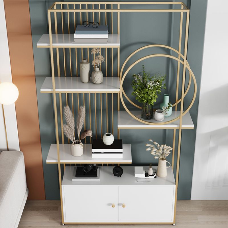 Glam Metal Shelf Bookcase Open Back Bookshelf for Study Room