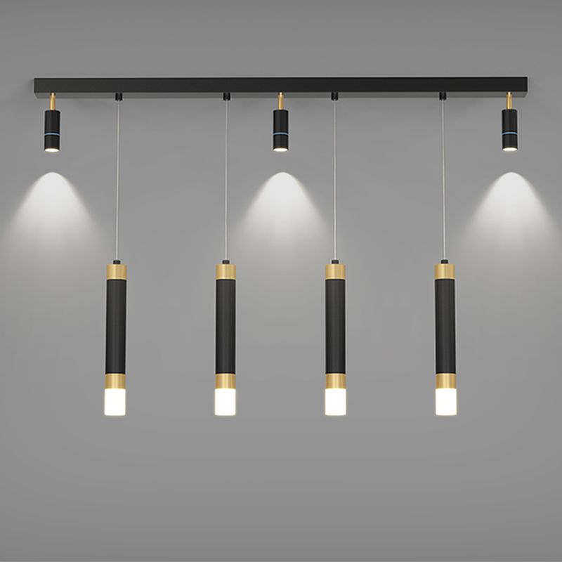 Éclairage d'éclairage de cylindre de style contemporain en métal îles luminaires en noir