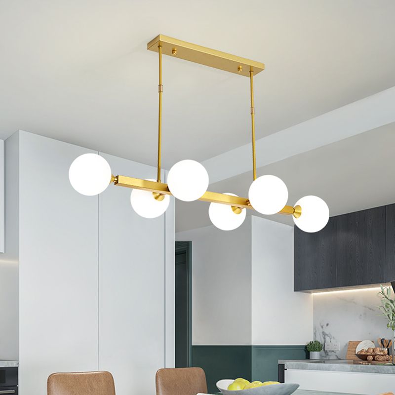 Opaline Glass Molecular Island Lighting Postmodern Style Suspension Light for Dining Room