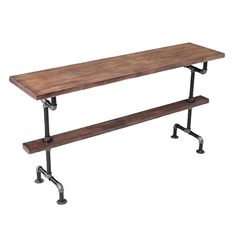 Rectangle Wood Top Bar Table 42-inch Height Industrial Style Bar Table