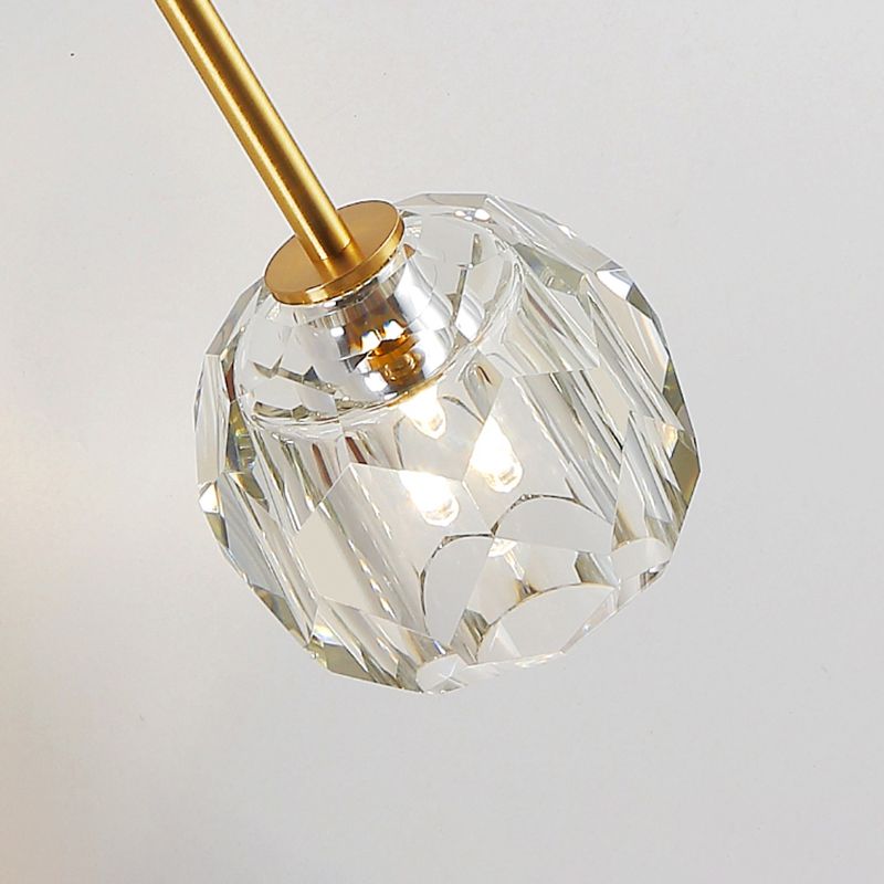 Modern Metal Wall Light Globe Gold Wall Sconce with Crystal for Living Room