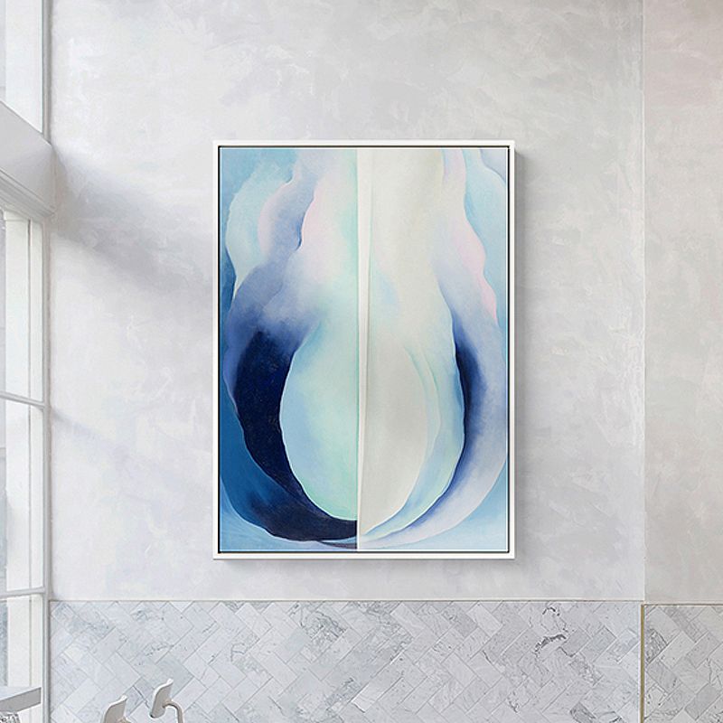 Blue Abstract Canvas Print Textured Contemporary Bedroom Wall Art, Multiple Sizes