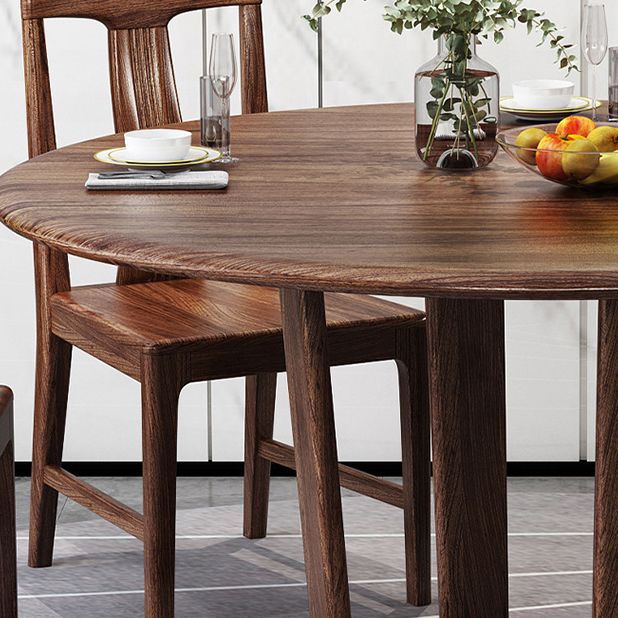 Solid Wood Dining Set 1/2/5/7 Pcs Round Dining Table with Slat Back Chairs