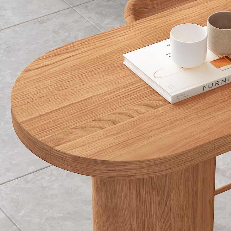 Industrial 41.3"H Bar Table Brown Wood Specialty Top Bistro Table with Double Pedestal