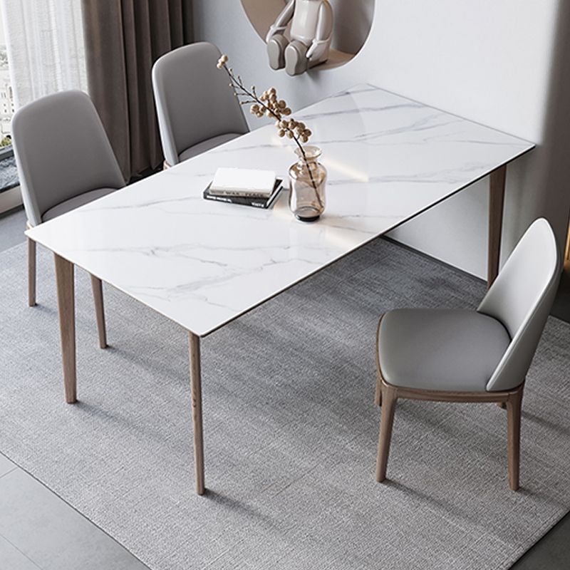 Rectangle Table Medieval Modern Sintered Stone Dining Table with Wooden Base
