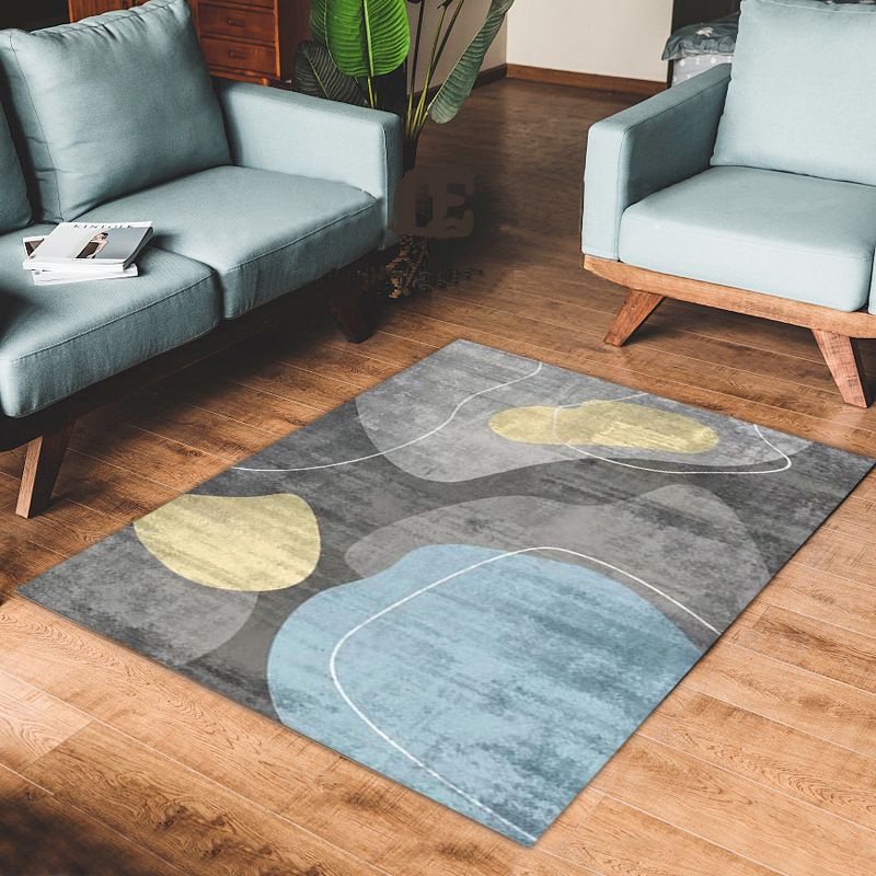 Gold Simplicity Rug Polyester Color Block Rug Washable Rug for Living Room