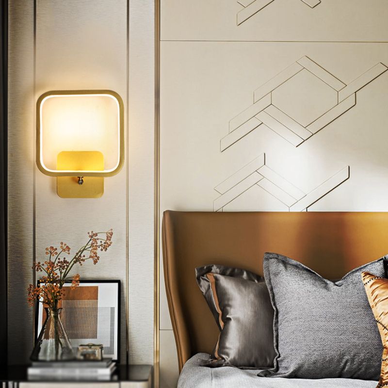 Modern Style Metal Wall Light Geometric Shape LED Wall Sconce for Bedroom