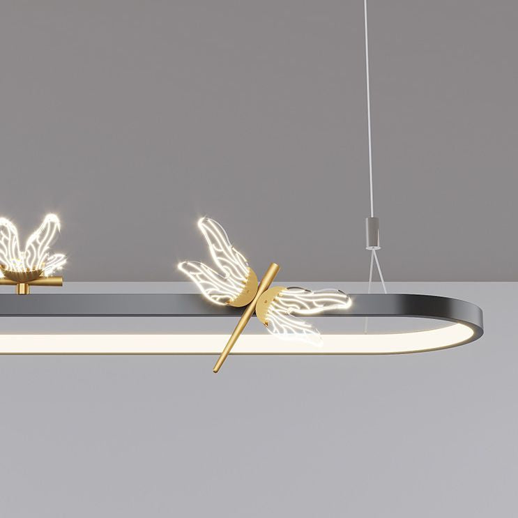 Modern Linear Ceiling Pendant Light Metal Island Pendant