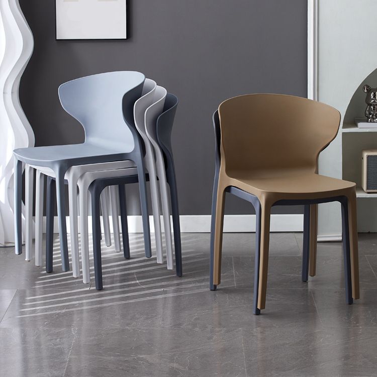 Contemporary Indoor Wingback Plastic Stackable Armless Dining Side Chair