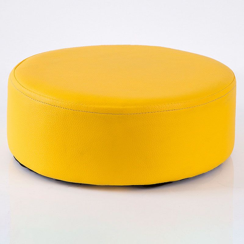Modern Round Shape Pouf Leather Solid Color Pouf for Drawing Room