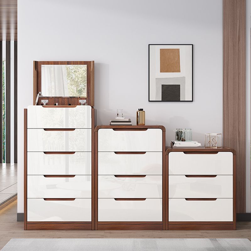 Contemporary Wooden Storage Chest Vertical Bedroom Chest with Drawers
