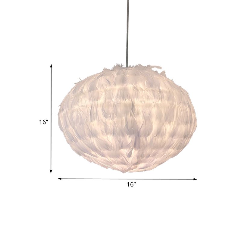 Chambre à balle à plumes Tissure suspendue tissu 1 bulbe moderniste plafond suspension en blanc