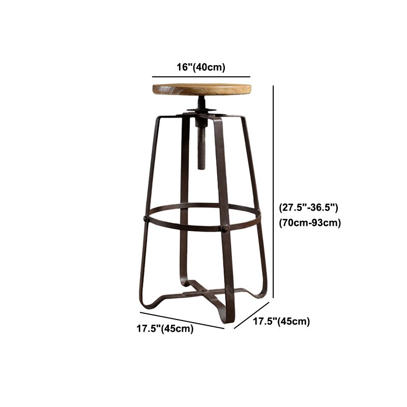 Restaurant Industrial Wood Barstool Wood Iron Base Bar Stool with Pedal
