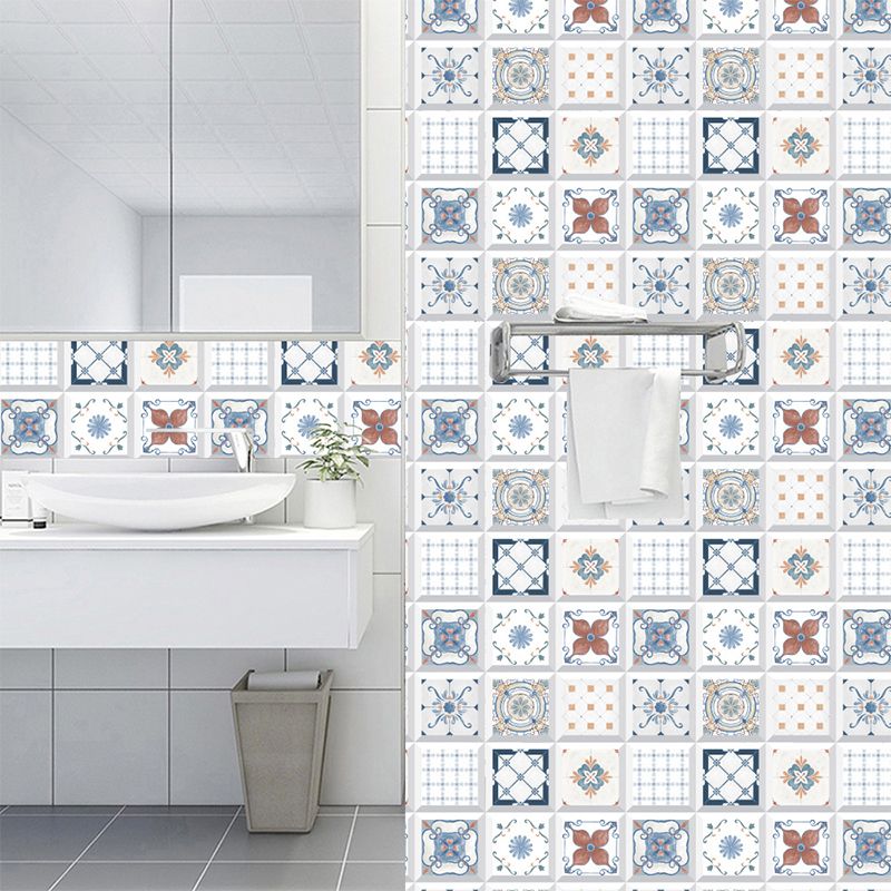 Blue Bohemian Peel Wallpapers 8.6-sq ft Mixed Pattern Wall Decor for Bathroom, 20 Pcs
