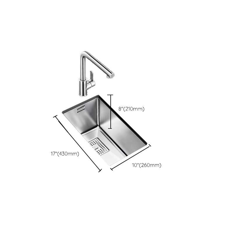 Rectangle Single Bowl Kitchen Sink Stainless Steel Sink with Drain Strainer Kit