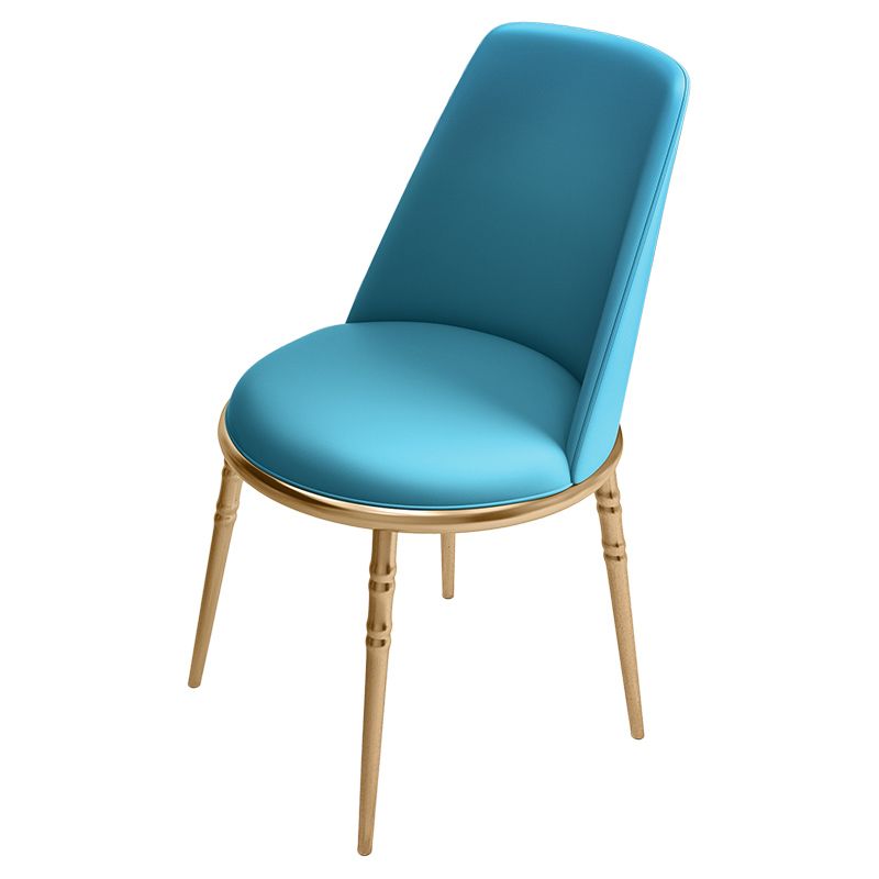 Silla lateral escandinava de piel sintética para el hogar, silla con respaldo sólido sin brazos