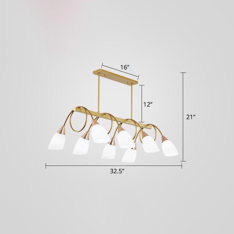 Tulip Shade Island Lamp Contemporary Milk Glass Restaurant Pendant Light Fixture