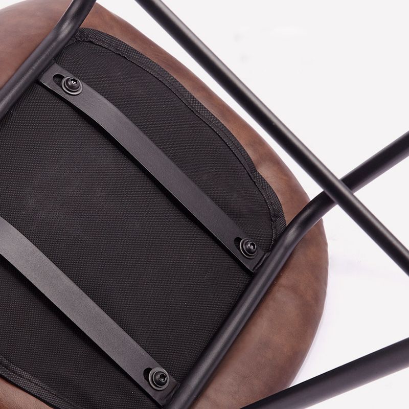 Tabouret de bar industriel à dossier bas en cuir vieilli matelassé, ensemble de 2