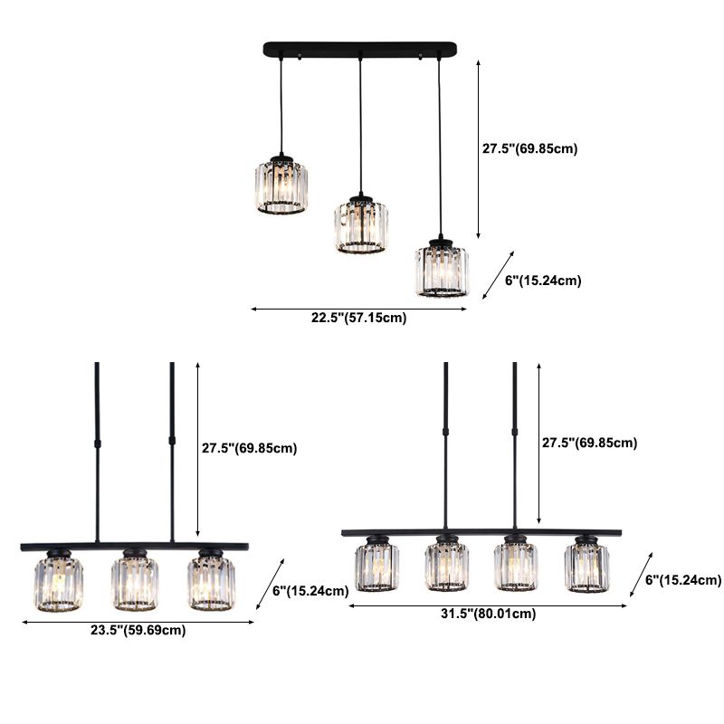 Luminaires de l'île contemporaine Crystal Cylinder Island Lights