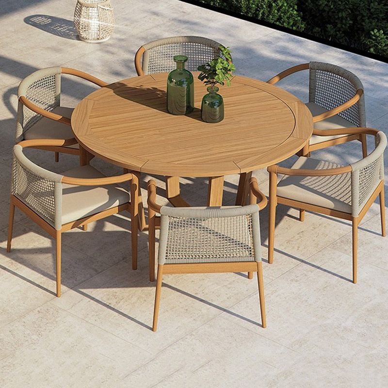 Bohemian Style Solid Wood Dining Table Set 1/6/7 Pieces Dining Table Set for Outdoor