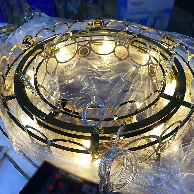 Contemporary Simple LED Chandelier Glass Geometric Pendant Light for Living Room