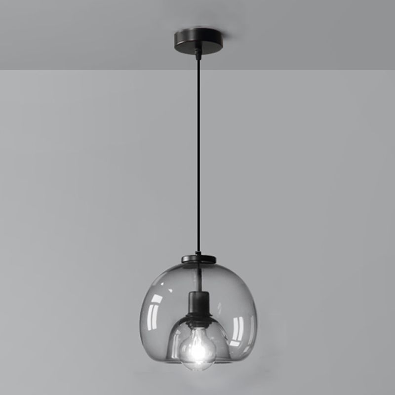 Glazen zwarthangende lamp in moderne artistieke stijl Iron Globe Hanglamp voor eetkamer