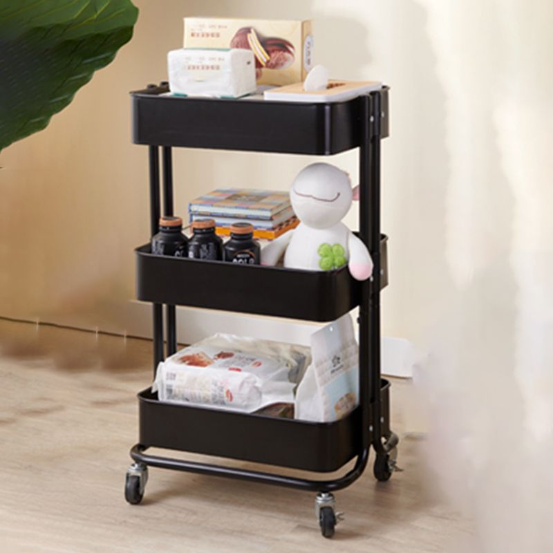3-Shelf Plastic Geometric Bookcase Contemporary Book Shelf with Wheels