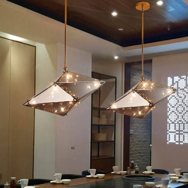 Geometria in stile post-moderno lampadario in vetro a 16 luci semplicità per illuminazione soggiorno con asta sospeso