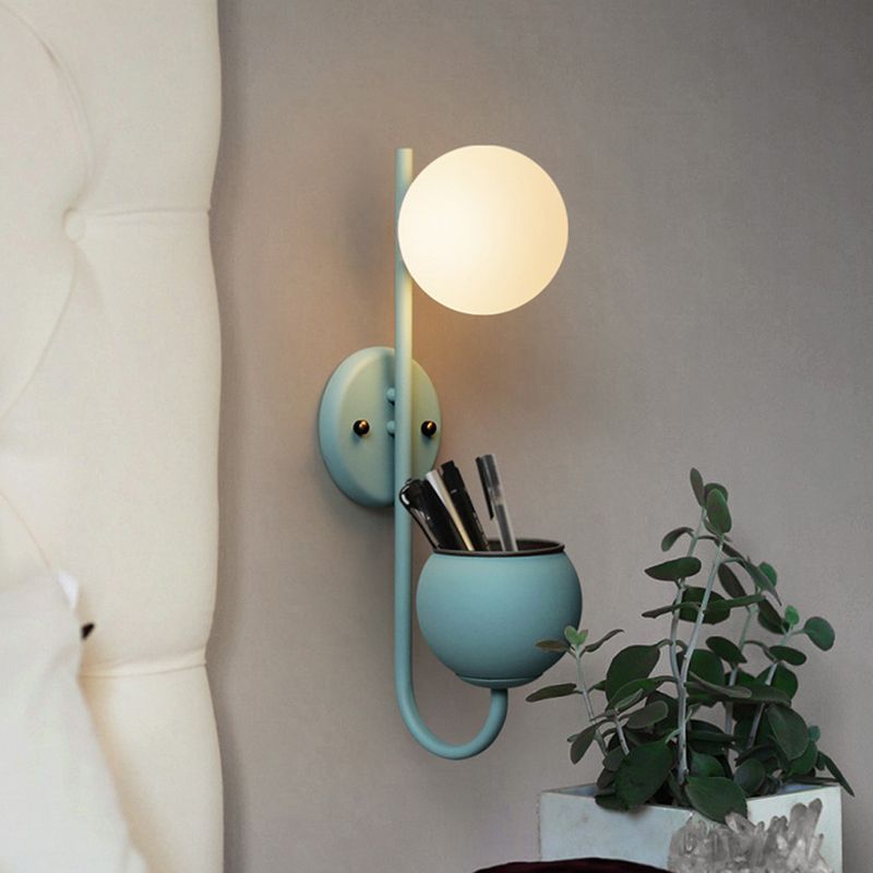 Nordic Refreshing Style Plant Wall Lamp 1 Light Ball Shade Sconce Light for Living Room