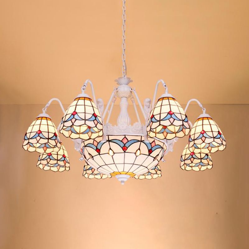 Lampe à lustre de dôme 8/9/11 LUMILES TOLÉ ART VISE Méditerranéen Plafond plafond Light en blanc